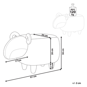 Sgabello per bambini Animale Agnello Poggiapiedi per asilo nido con gambe in legno imbottite in tessuto poliestere bianco