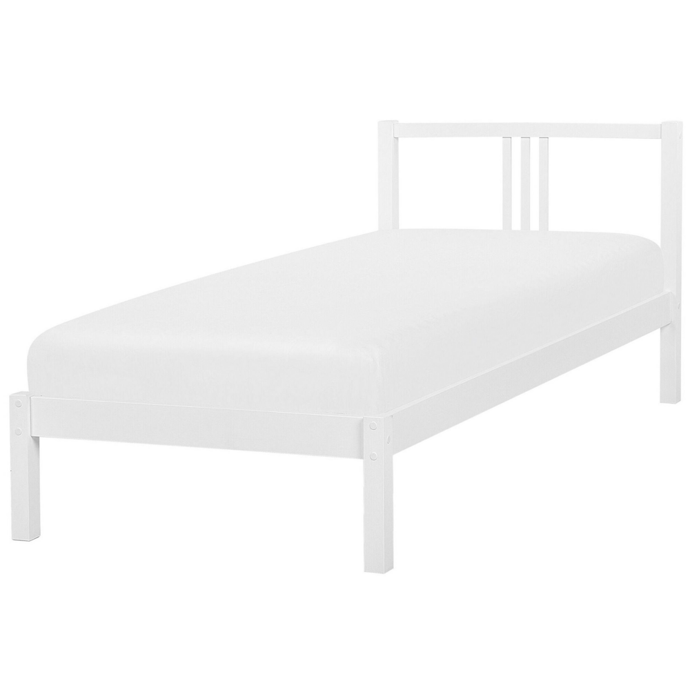 Letto in Legno di pino Bianco con Rete a Doghe Stile Classico 90 x 200 cm