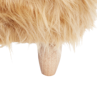 Sgabello per bambini con animali Rhino Sand Beige Pelliccia sintetica con gambe in legno imbottite Poggiapiedi per la cameretta dei bambini