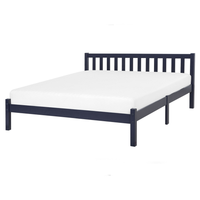 Letto in Legno di pino Blu Navy con Rete a Doghe Testiera Alta 160 x 200 cm