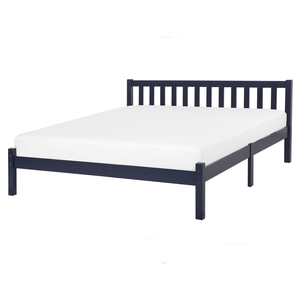 Letto in Legno di pino Blu Navy con Rete a Doghe Testiera Alta 160 x 200 cm