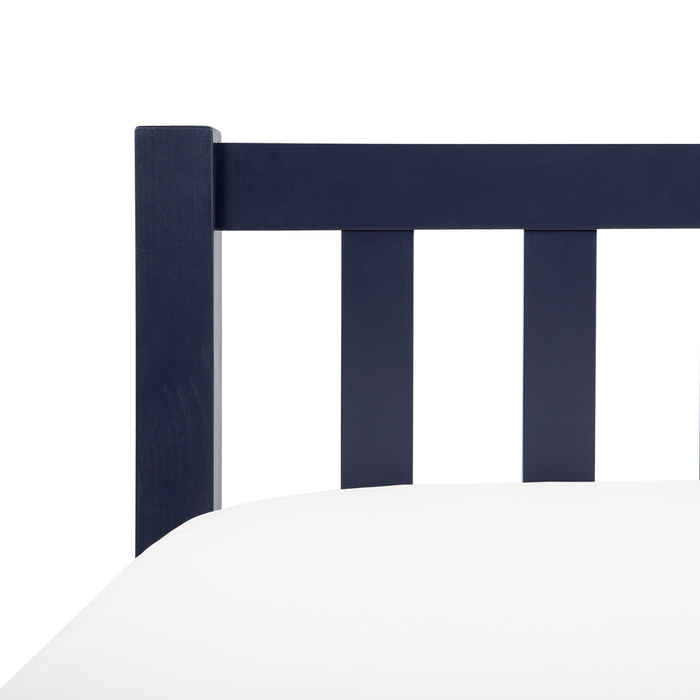 Letto in Legno di pino Blu Navy con Rete a Doghe Testiera Alta 160 x 200 cm