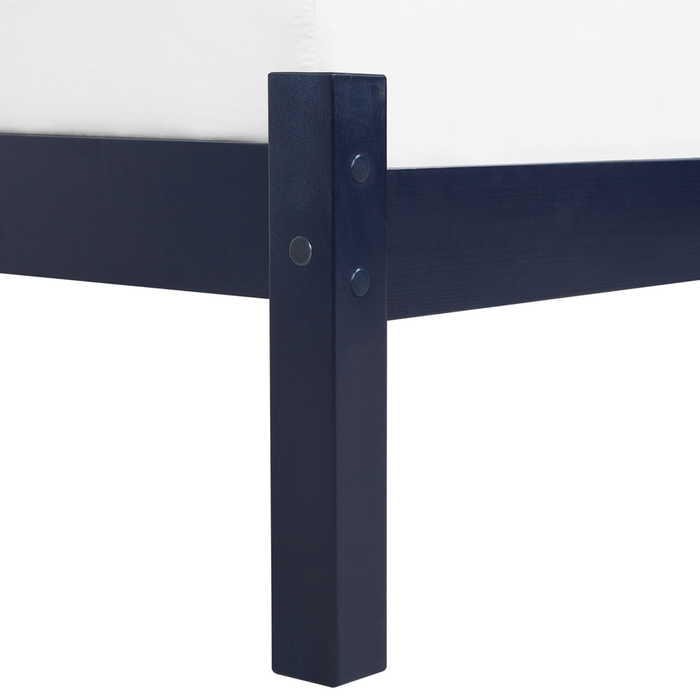 Letto in Legno di pino Blu Navy con Rete a Doghe Testiera Alta 160 x 200 cm