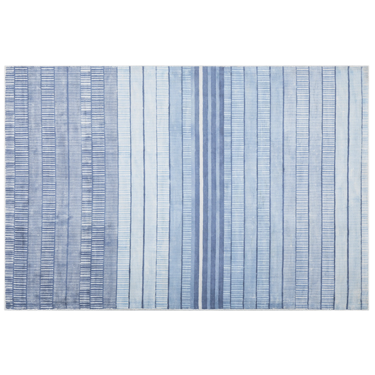 Tappeto Blu Viscosa 160 x 230 cm Motivo Geometrico Rigato Intrecciato a Mano
