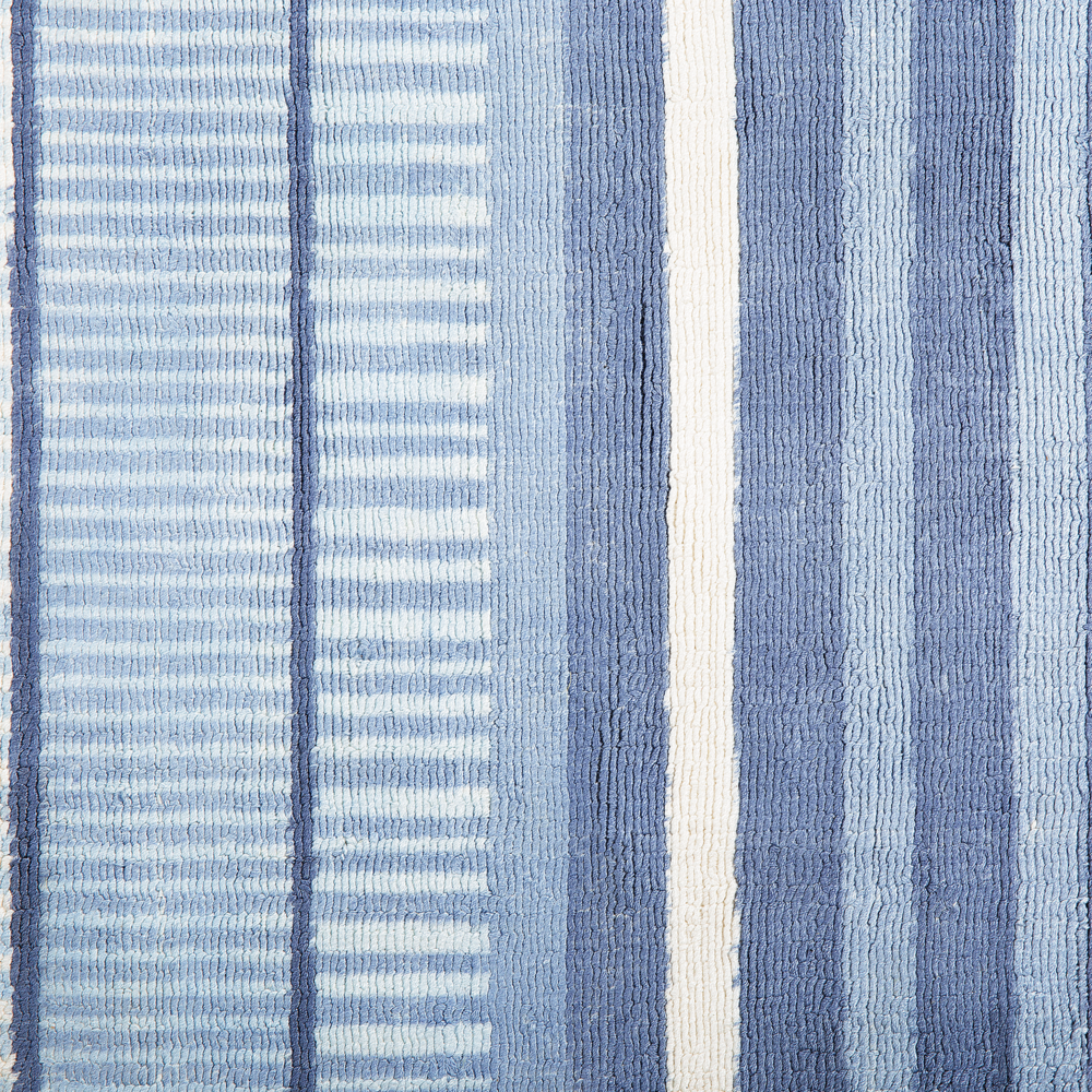 Tappeto Blu Viscosa 80 x 150 cm Motivo Geometrico Rigato Intrecciato a Mano