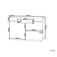 Madia credenza Bianca e Legno Chiaro 75 x 110 x 40 cm con Mobiletto e 2 Cassetti