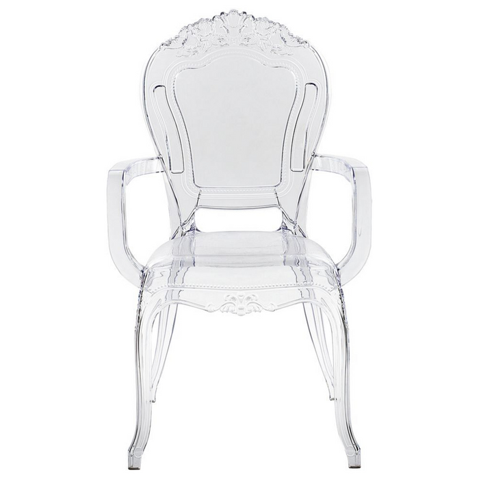 Set di 2 sedie da pranzo in acrilico trasparente con schienale solido impilabili dal design moderno vintage