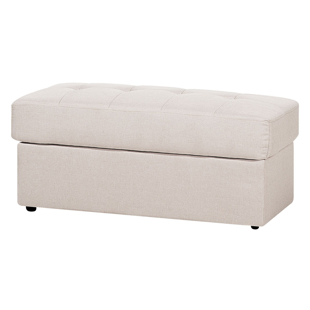 Divano letto componibile Pouf contenitore beige Cassetti estraibili Click Clack Vassoio ribaltabile Portabicchieri