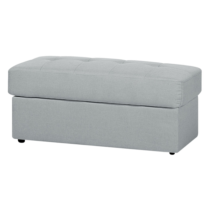 Divano letto componibile ottomana contenitore grigio chiaro cassetti estraibili Click Clack vassoio ribaltabile portabicchieri