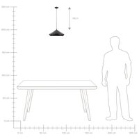 Lampada da Soffitto in Metallo Nero 112 cm Sospensione Saldata Geometrica Paralume Industriale