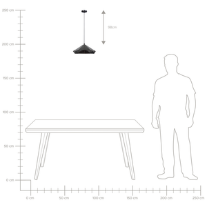 Lampada da Soffitto in Metallo Nero 112 cm Sospensione Saldata Geometrica Paralume Industriale