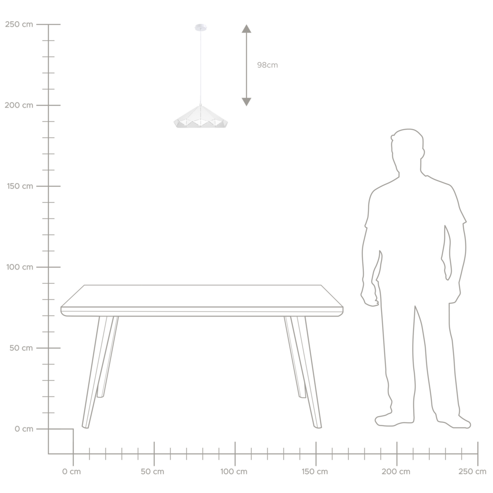 Lampada da Soffitto in Metallo Bianco da 112 cm a Sospensione con Paralume Geometrico Saldato Industrial