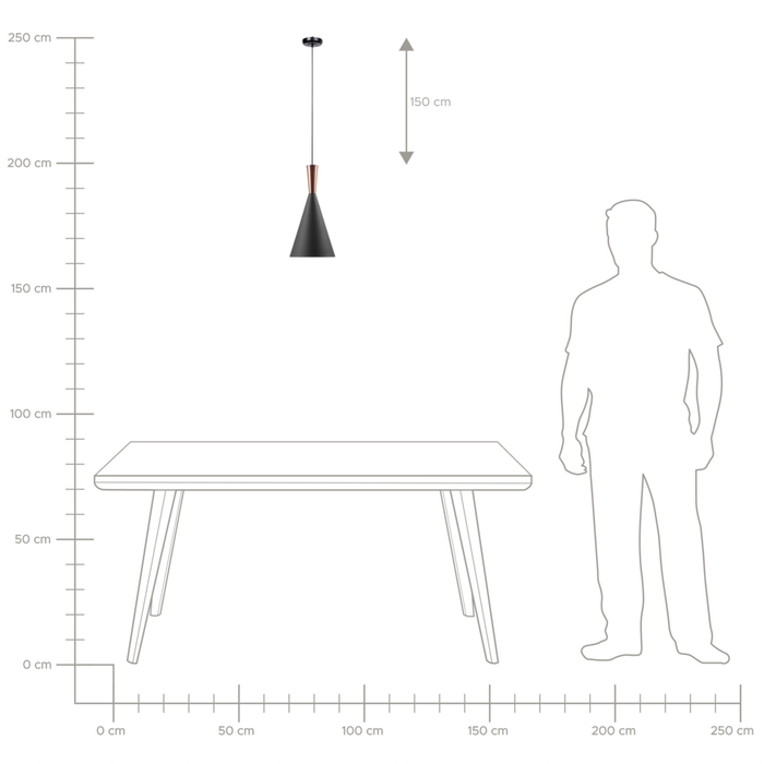 Lampada a sospensione a sospensione con paralume Nero Cono geometrico Design moderno e minimalista