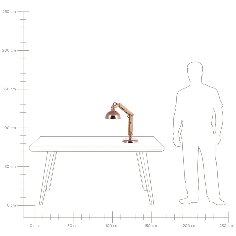 Lampada da scrivania Lampada da tavolo con paralume in metallo con braccio orientabile in legno con luce in rame