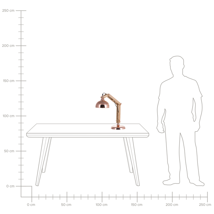 Lampada da scrivania Lampada da tavolo con paralume in metallo con braccio orientabile in legno con luce in rame