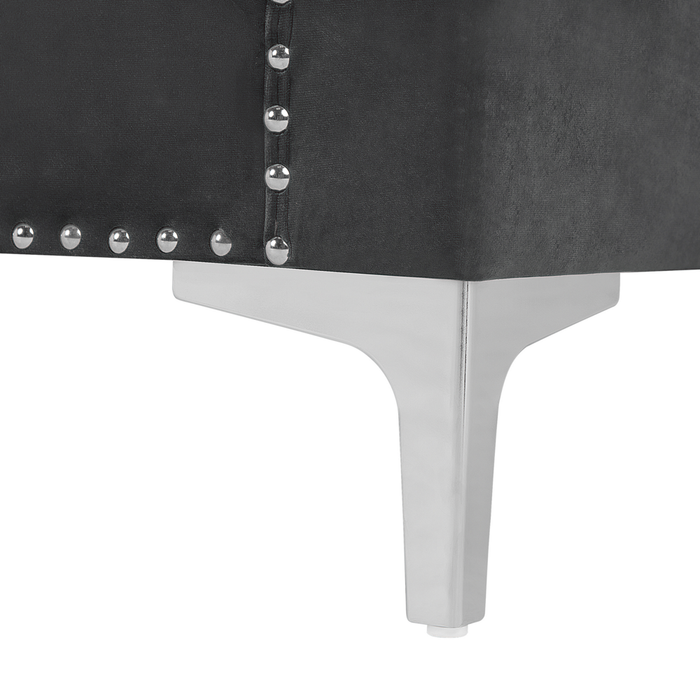 Divano in velluto a 3 posti glamour grigio scuro con bottoni sullo schienale