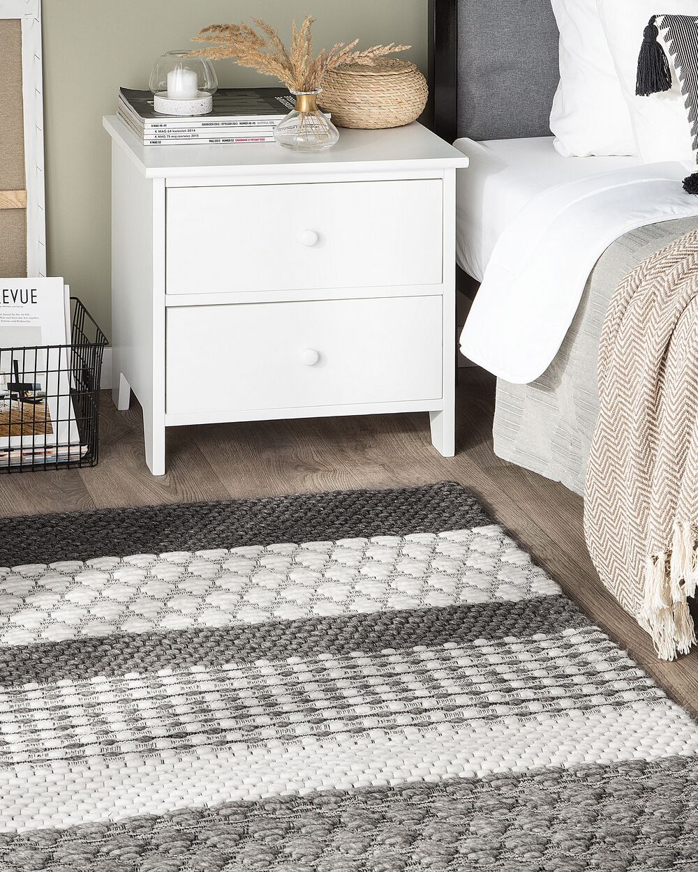 Tappeto grigio 80 x 150 cm in lana soggiorno casa ufficio toppe