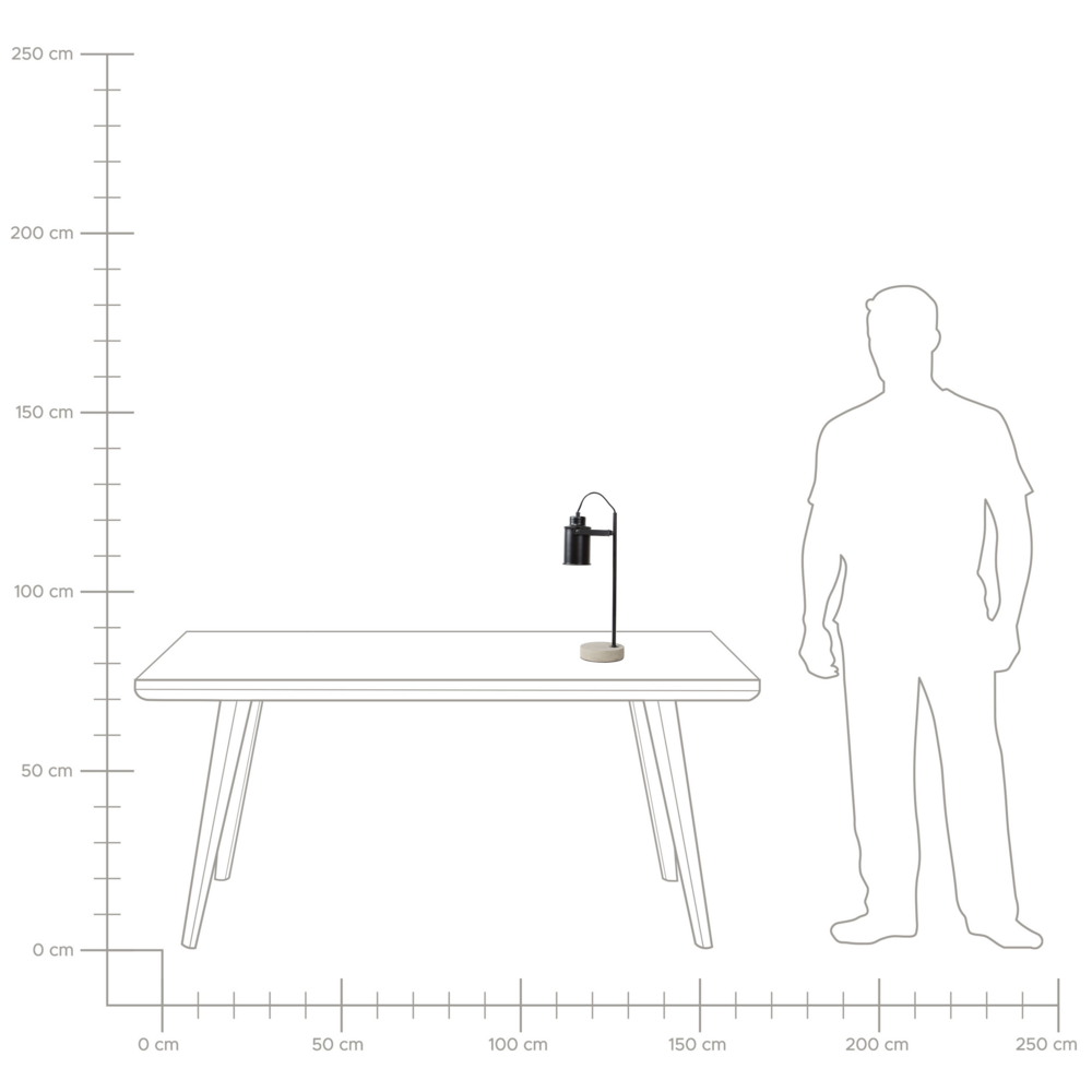 Lampada da Tavolo di colore Nero stile Industriale Fari Orientabili con Base in Cemento  37cm