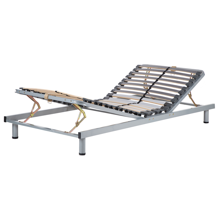 Rete a doghe regolabile manualmente 90 x 200 doghe in legno singole Struttura in acciaio Nero con gambe Doghe in legno autoportanti