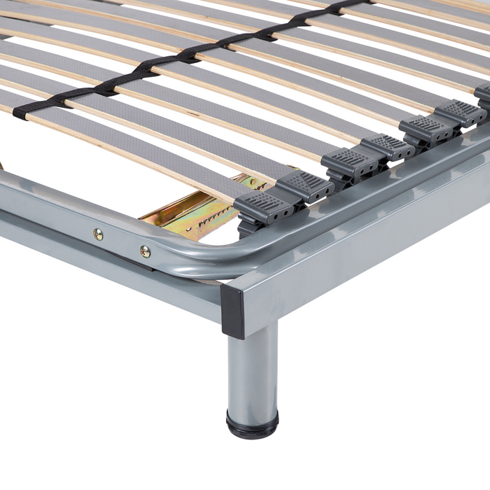 Rete a doghe regolabile manualmente 90 x 200 doghe in legno singole Struttura in acciaio Nero con gambe Doghe in legno autoportanti