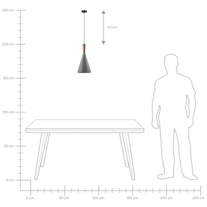Lampada a sospensione a sospensione con paralume grigio cono geometrico dal design moderno e minimalista