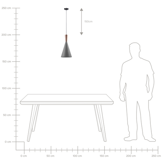 Lampada a sospensione a sospensione con paralume grigio cono geometrico dal design moderno e minimalista