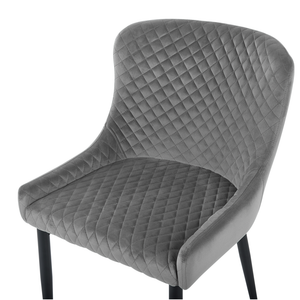 Set di 2 sedie da pranzo imbottite in velluto grigio trapuntato