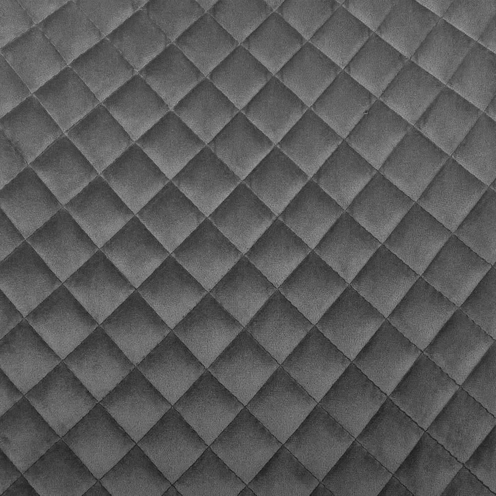 Set di 2 sedie da pranzo imbottite in velluto grigio trapuntato