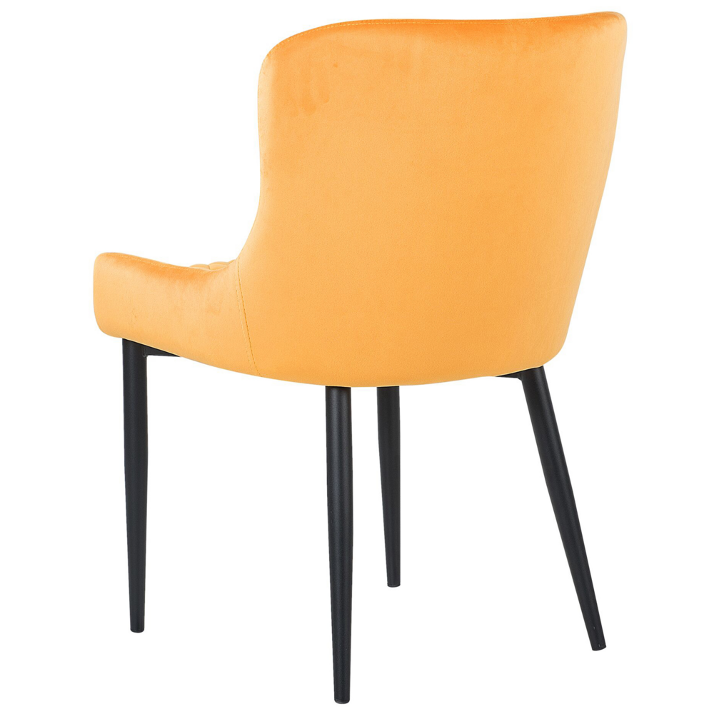 Set di 2 sedie da pranzo imbottite in velluto giallo trapuntato