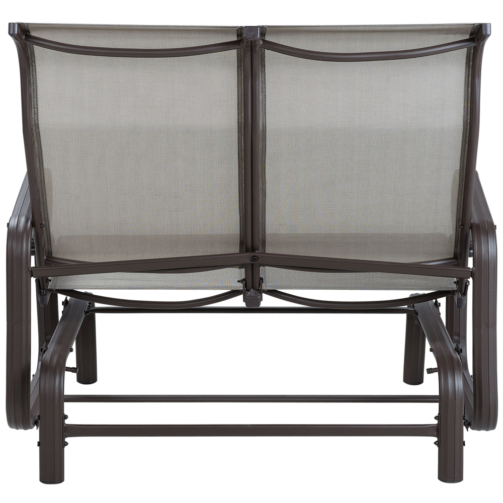 Panca a dondolo da giardino con struttura in alluminio marrone per esterni a 2 posti