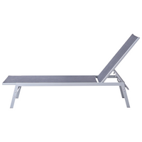 Lettino prendisole Struttura in acciaio Nero e argento Schienale regolabile Resistente ai raggi UV