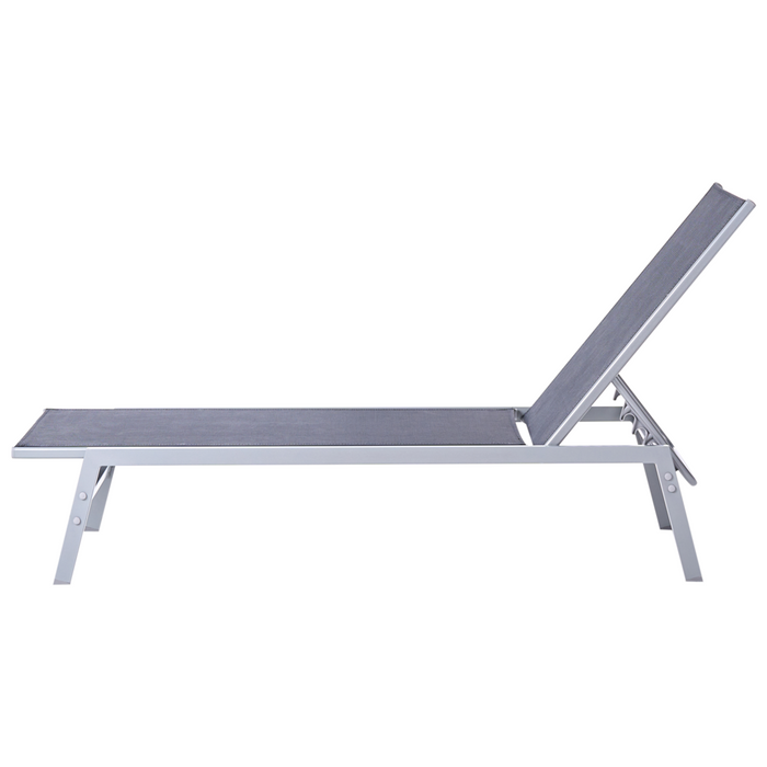 Lettino prendisole Struttura in acciaio Nero e argento Schienale regolabile Resistente ai raggi UV