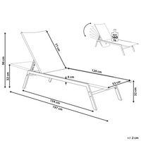Lettino prendisole Struttura in acciaio Nero e argento Schienale regolabile Resistente ai raggi UV