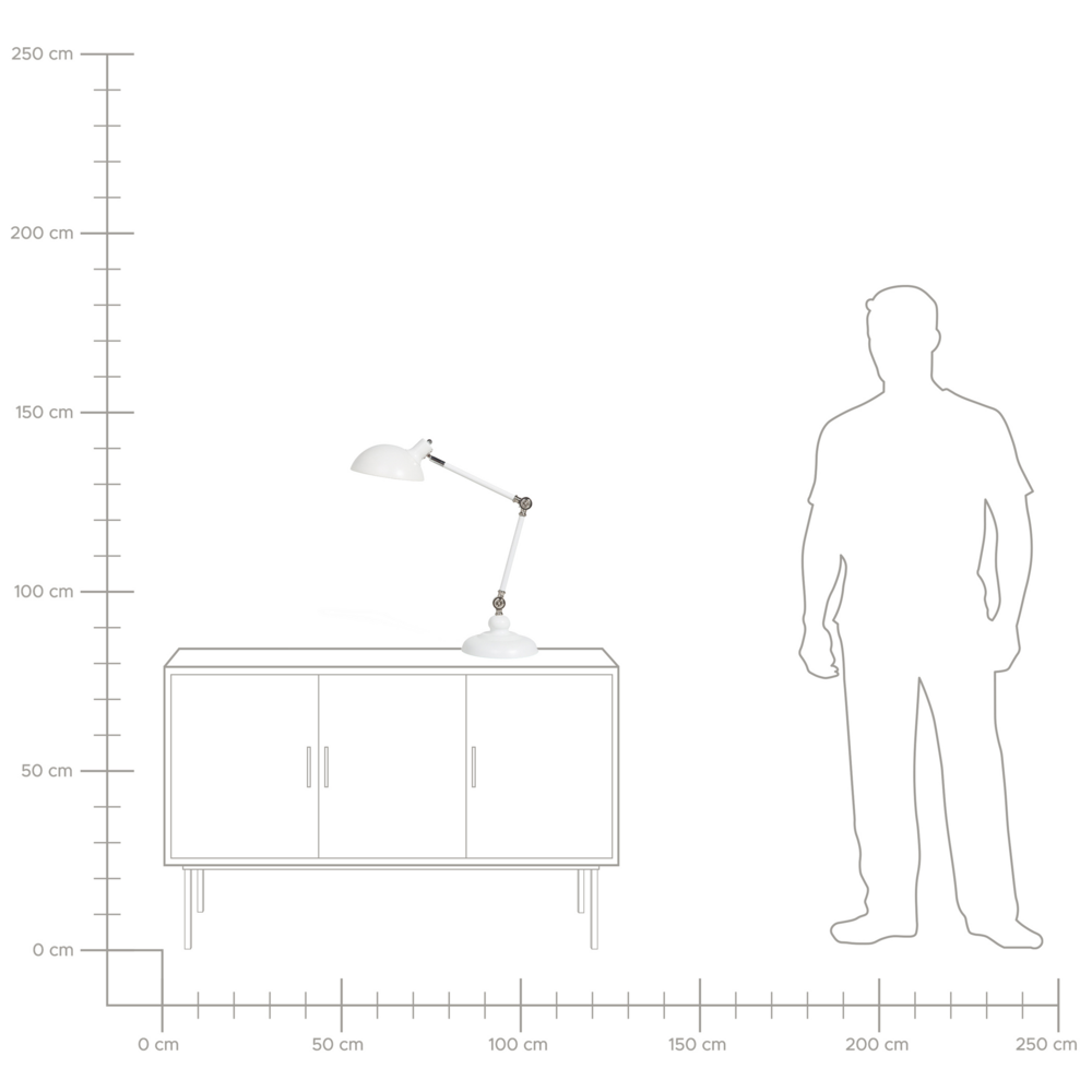 Lampada da scrivania Lampada da tavolo in metallo bianco 80H cm con braccio orientabile