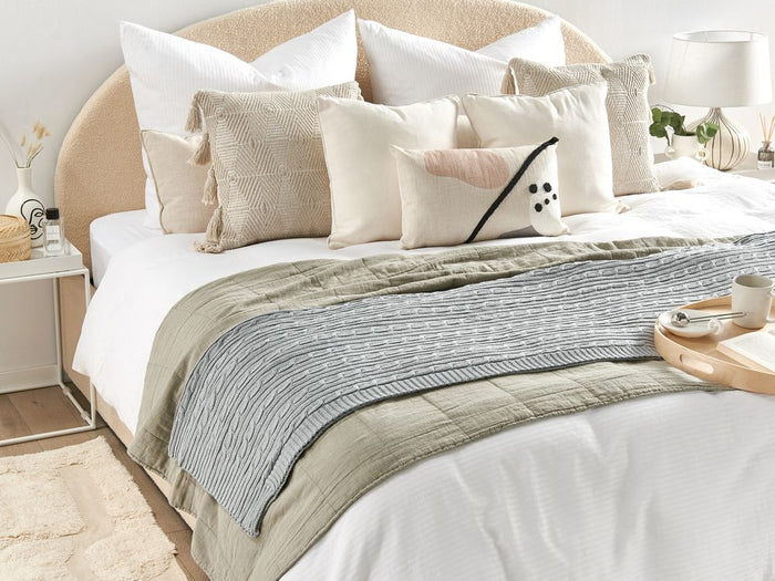 Coperta plaid in cotone grigio 110 x 180 cm Copriletto stile Boho