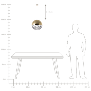 Lampada a Sospensione Globo 1 Luce Lampada dorato Quadro Moderno