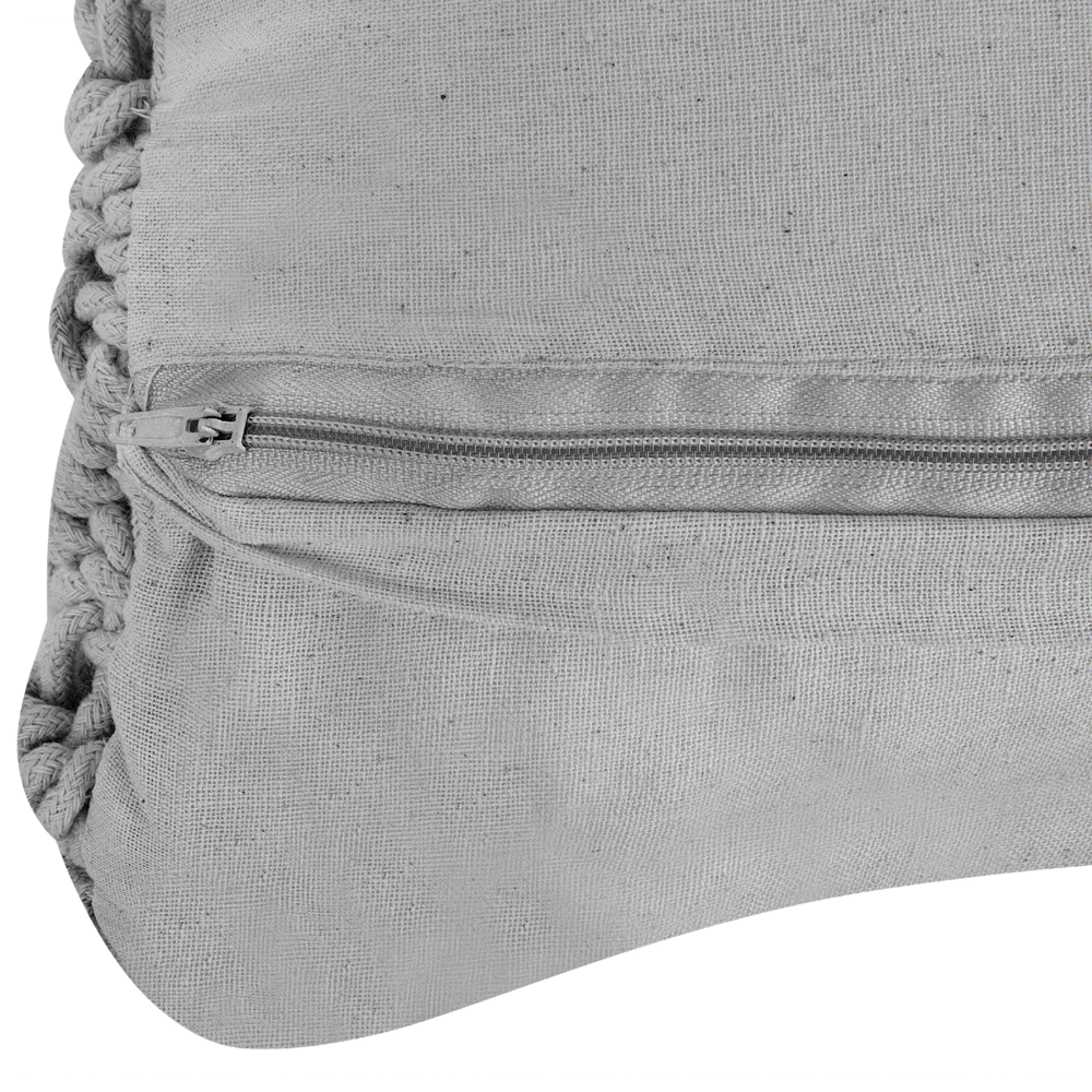 Cuscino Decorativo Grigio Cotone Macramè 45 x 40 cm Corda Boho Retro Decor Accessori