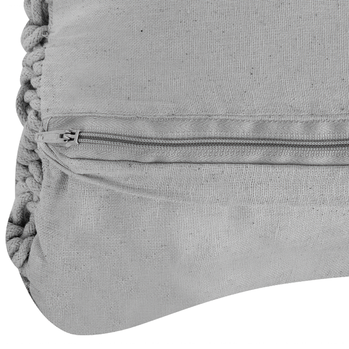 Cuscino Decorativo Grigio Cotone Macramè 45 x 40 cm Corda Boho Retro Decor Accessori