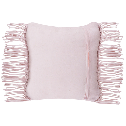 Cuscino Decorativo Rosa Cotone Macramè 40 x 40 cm con Nappe Corda Boho Retro Decor Accessori