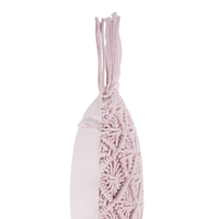 Cuscino Decorativo Rosa Cotone Macramè 40 x 40 cm con Nappe Corda Boho Retro Decor Accessori
