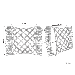 Cuscino Decorativo Rosa Cotone Macramè 40 x 40 cm con Nappe Corda Boho Retro Decor Accessori