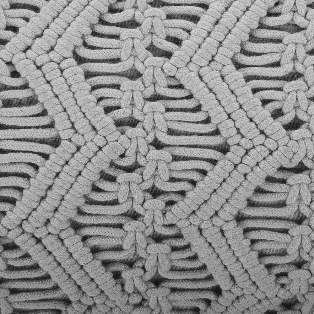 Cuscino Decorativo Grigio Cotone Macramè 30 x 45 cm con Nappe Corda Boho Retro Decor Accessori