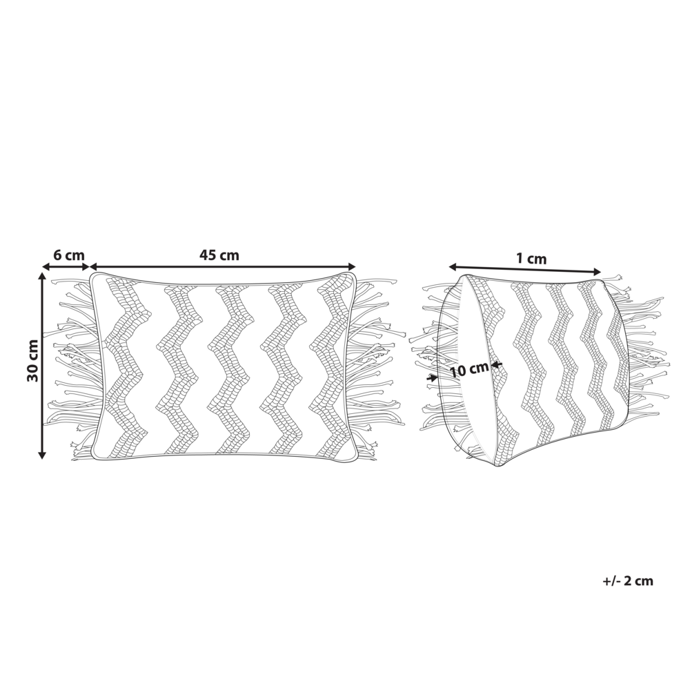 Cuscino Decorativo Grigio Cotone Macramè 30 x 45 cm con Nappe Corda Boho Retro Decor Accessori