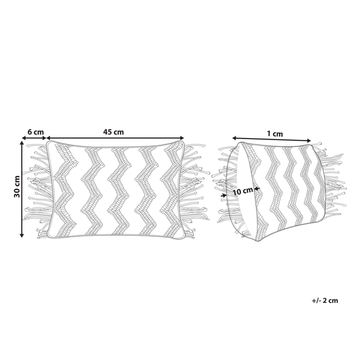 Cuscino Decorativo Grigio Cotone Macramè 30 x 45 cm con Nappe Corda Boho Retro Decor Accessori