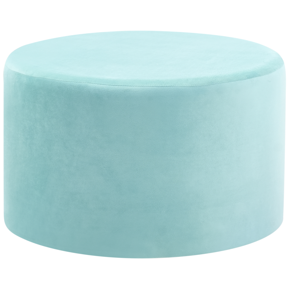 Pouf ottomana poggiapiedi rotondo in velluto di colore verde menta in stile Glam elegante