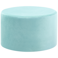 Pouf ottomana poggiapiedi rotondo in velluto di colore verde menta in stile Glam elegante
