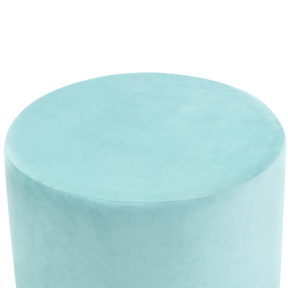 Pouf ottomana poggiapiedi rotondo in velluto di colore verde menta in stile Glam elegante