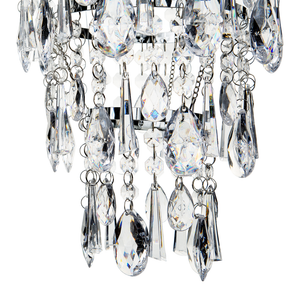 Lampada a Sospensione Argento Ferro Trasparente Finti Cristalli Lampadario Glam