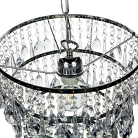 Lampada a Sospensione Argento Ferro Trasparente Finti Cristalli Lampadario Glam