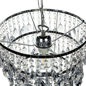 Lampada a Sospensione Argento Ferro Trasparente Finti Cristalli Lampadario Glam